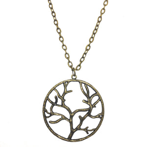 Bronze Tree Outline Pendant Chain Necklace