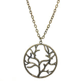 Bronze Tree Outline Pendant Chain Necklace