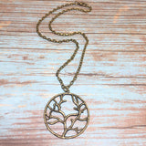 Bronze Tree Outline Pendant Chain Necklace