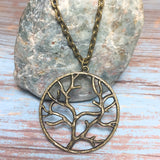 Bronze Tree Outline Pendant Chain Necklace