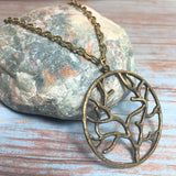 Bronze Tree Outline Pendant Chain Necklace