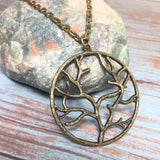 Bronze Tree Outline Pendant Chain Necklace