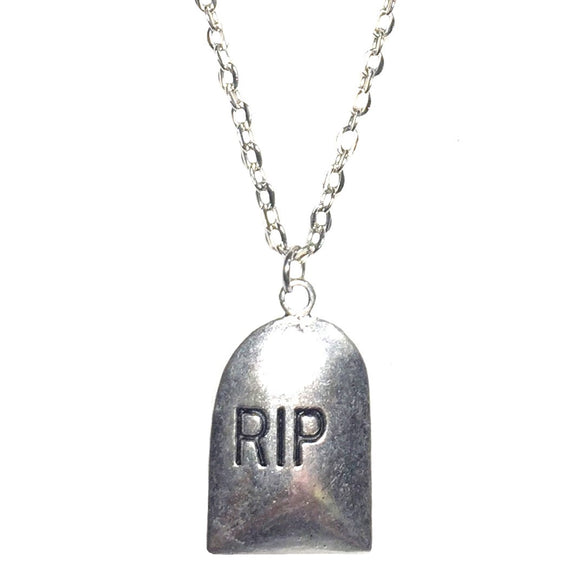 RIP Tombstone Pendant on Chain Necklace