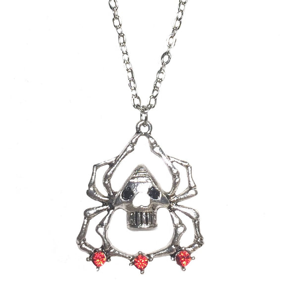 Spider Skull Pendant Chain Silver