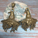 Large Bronze Creepy Witch Halloween Pendant