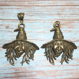 Large Bronze Creepy Witch Halloween Pendant