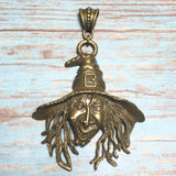 Large Bronze Creepy Witch Pendant