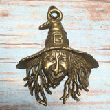 Large Bronze Creepy Witch Pendant