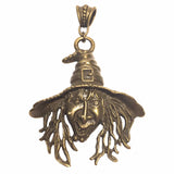 Large Bronze Creepy Witch Halloween Pendant