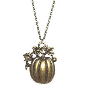 Large Bronze Pumpkin Pendant Chain Necklace