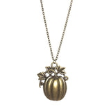 Large Bronze Pumpkin Pendant Chain Necklace