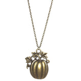 Large Bronze Pumpkin Pendant Chain Necklace