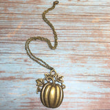 Large Bronze Pumpkin Pendant Chain Necklace