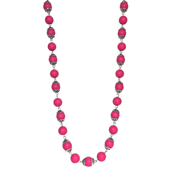 Fuchsia Acrylic Beaded Handcrafted Necklace