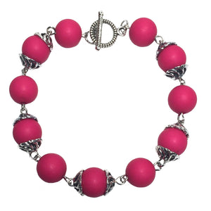 Fuchsia Beaded Acrylic Handcrafted Bracelet