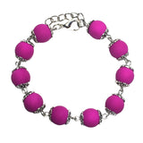 Magenta Acrylic Beaded Handcrafted Necklace Bracelet and Earring Set