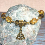 Antiqued Gold Earthy Celtic Knot Triquetra Bracelet Earring Jewelry Set