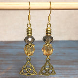 Celtic Knot Triquetra Antiqued Gold Earthy Handmade Earrings