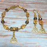 Celtic Jewelry Set Antiqued Gold & Earthy (EITHNE)