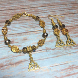 Celtic Jewelry Set Antiqued Gold & Earthy (EITHNE)