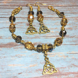 Celtic Jewelry Set Antiqued Gold & Earthy (EITHNE)