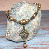 Celtic Knot Bronze Khaki Beaded Handmade Bracelet