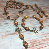 Bronze and Brown Three Piece Celtic Cross Knot Handmade Jewelry Set Necklace Bracelet Earrings