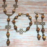 Bronze and Brown Three Piece Celtic Cross Knot Handmade Jewelry Set Necklace Bracelet Earrings