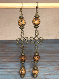 Bronze and Brown Celtic Cross Knot Handmade Earrings