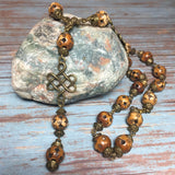 Bronze and Brown Celtic Cross Knot Handmade Necklace 