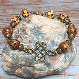 Bronze and Brown Celtic Cross Knot Handmade Bracelet