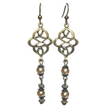 Celtic Knot Bronze Khaki Glass Beaded Handmade Earrings