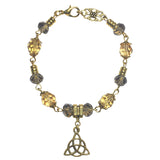 Antiqued Gold Earthy Celtic Knot Triquetra Bracelet Earring Jewelry Set