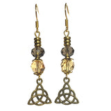 Antiqued Gold Earthy Celtic Knot Triquetra Bracelet Earring Jewelry Set