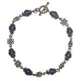 Bronze knot purple glass beaded handcrafted bracelet earring jewelry set