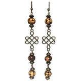 Bronze and Brown Three Piece Celtic Cross Knot Handmade Jewelry Set Necklace Bracelet Earrings