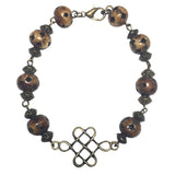 Bronze and Brown Three Piece Celtic Cross Knot Handmade Jewelry Set Necklace Bracelet Earrings