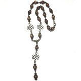 Bronze and Brown Three Piece Celtic Cross Knot Handmade Jewelry Set Necklace Bracelet Earrings