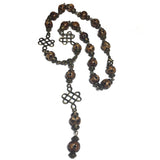 Bronze and Brown Three Piece Celtic Cross Knot Handmade Jewelry Set Necklace Bracelet Earrings