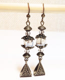 Bronze Faceted Glass Crystal Beaded Handmade Boho Chic Earrings