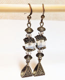 Bronze Faceted Glass Crystal Beaded Handmade Boho Chic Earrings