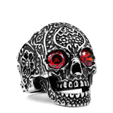 Men's Skull Red Eye Biker Ring Stainless Steel 