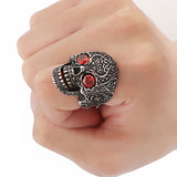 Men's Skull Red Eye Biker Ring Stainless Steel 