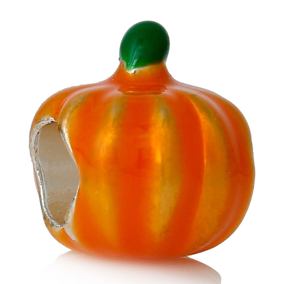 Orange Pumpkin Slider Bead Charm (Fits Pandora)