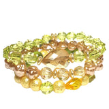 Earthy Amber Tones Beaded Handcrafted Bracelet Stack