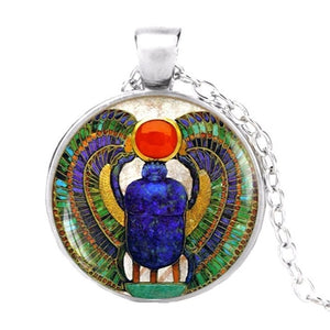 Egyptian Scarab Glass Dome Necklace