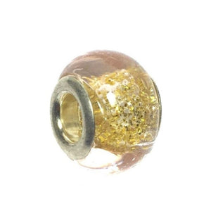 Clear & Gold Sparkle Murano Glass Bead Charm (Fits Pandora)