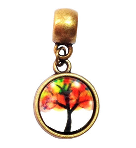 Bronze Tree Glass Dome Handmade Charm Bead (Fits Pandora)