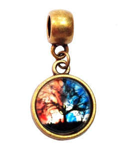 Bronze Tree Glass Dome Handmade Charm Bead (Fits Pandora)