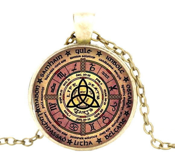 Bronze Wiccan Knot Glass Dome Necklace